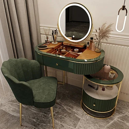 Luxury Nordic Dressing Table Set | Mirror + Storage Drawers (Salon Look) - 80 cm-3