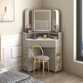 Corner Solid Wood Dressing Table | Triangle Vanity with Storage Combination - 0.7m G