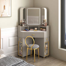 Corner Solid Wood Dressing Table | Triangle Vanity with Storage Combination - 0.7m G