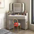 Corner Solid Wood Dressing Table | Triangle Vanity with Storage Combination - 0.9m E