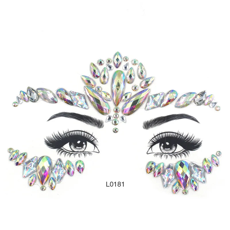 3D Crystal Face Jewel Stickers (Rhinestone Festival Gems)