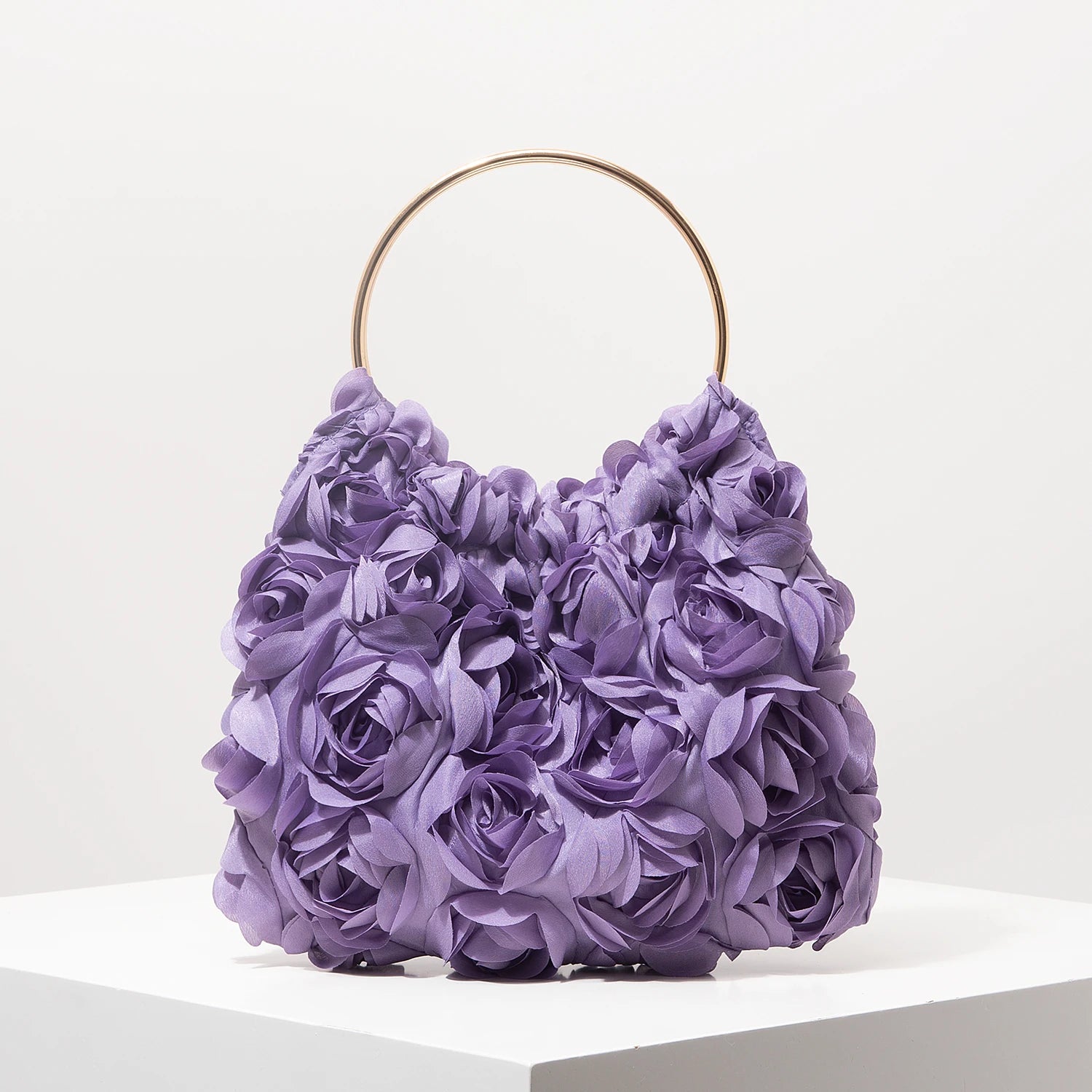 Rose Floral Tote Bag | Elegant Party & Wedding Guest Handbag - Lavender
