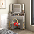 Corner Solid Wood Dressing Table | Triangle Vanity with Storage Combination - 0.7m E