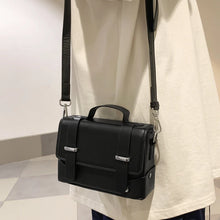 Minimalist Men's PU Leather Crossbody Messenger Bag (Flip-Top) - Black