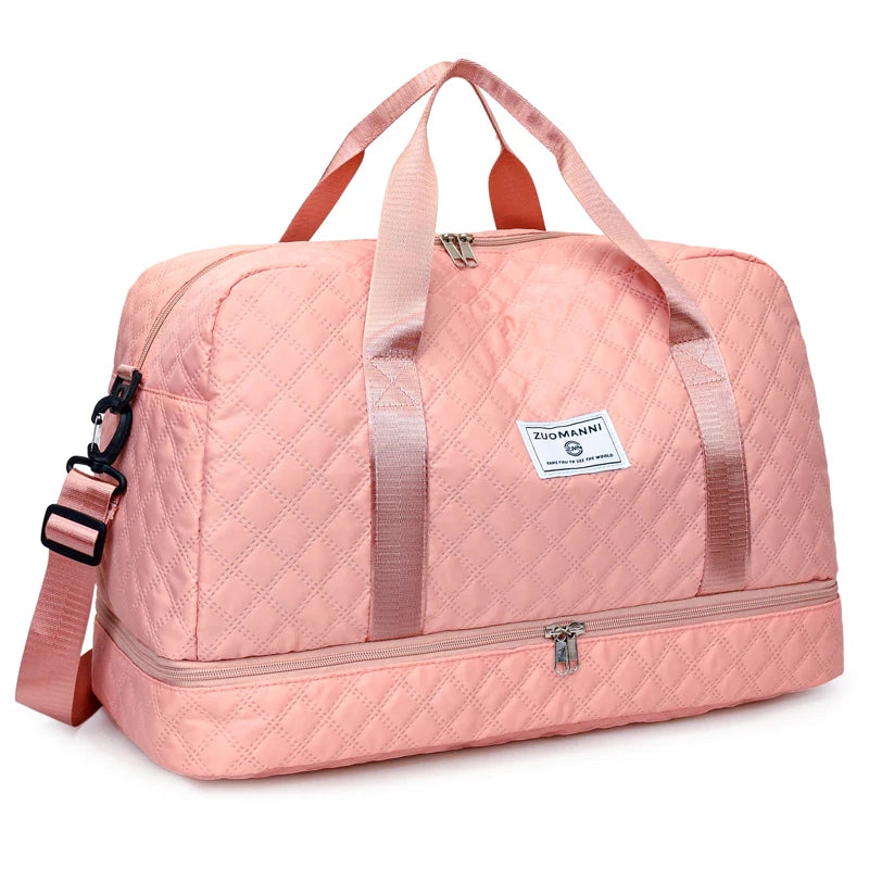 Travel Duffel Bag with Shoe Compartment | Multi-Function Gym & Weekend Luggage Bag - ZMN026-Pink