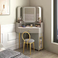 Corner Solid Wood Dressing Table | Triangle Vanity with Storage Combination - 0.7m C