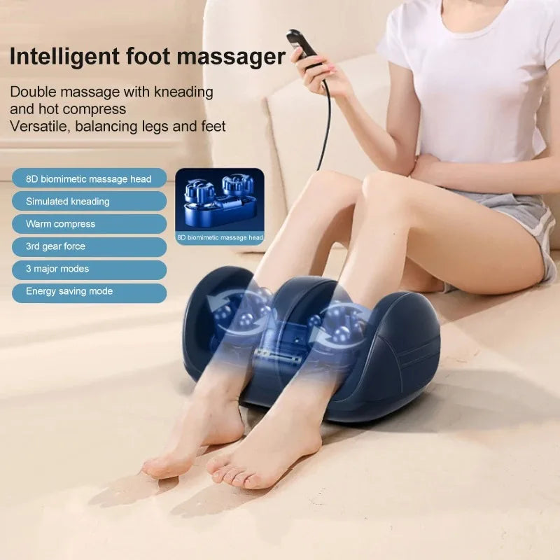 Heated Foot & Calf Massager with Rollers | Air Compression Relaxation Machine - Foot Massager B，EU Plug