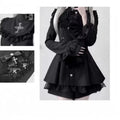Japanese Gothic Lolita Dress Set | Bow Lace Ruffles Harajuku Y2K Mini Dress - 318 black，XL