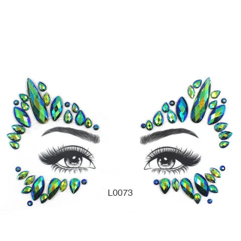 3D Crystal Face Jewel Stickers (Rhinestone Festival Gems)