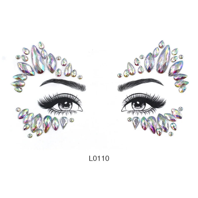 3D Crystal Face Jewel Stickers (Rhinestone Festival Gems)
