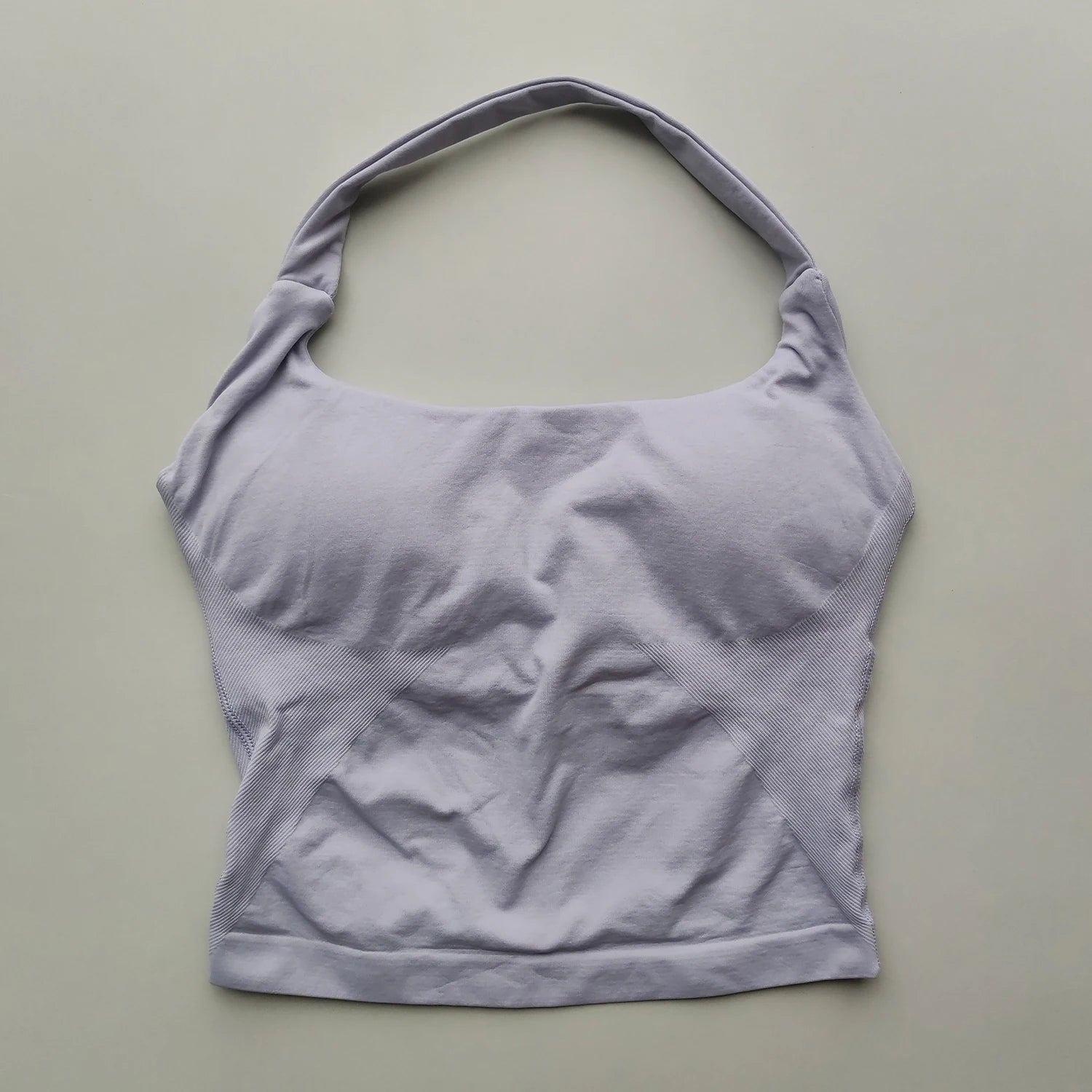 Halter Backless Sports Bra | Impact Workout Bra & Yoga Tank-Style Top - Violet Ash，XS