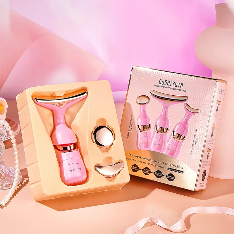 3-in-1 EMS Face, Neck & Eye Massager | Adjustable Sculpting Device - Pink