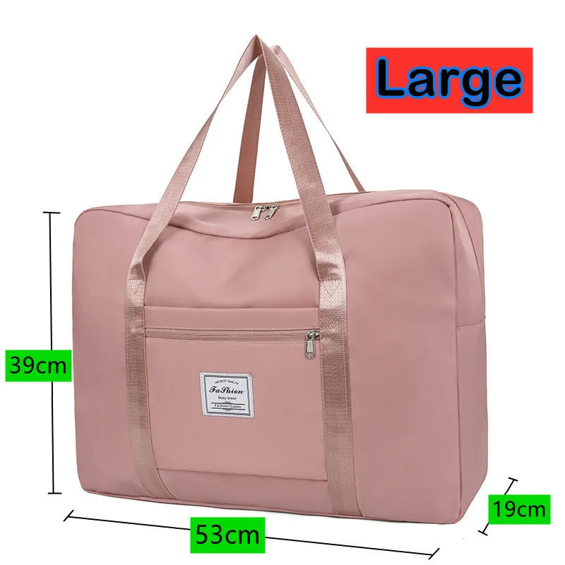 Foldable Extra-Large Nylon Moving & Travel Storage Bag (Zippered) - Pink / L