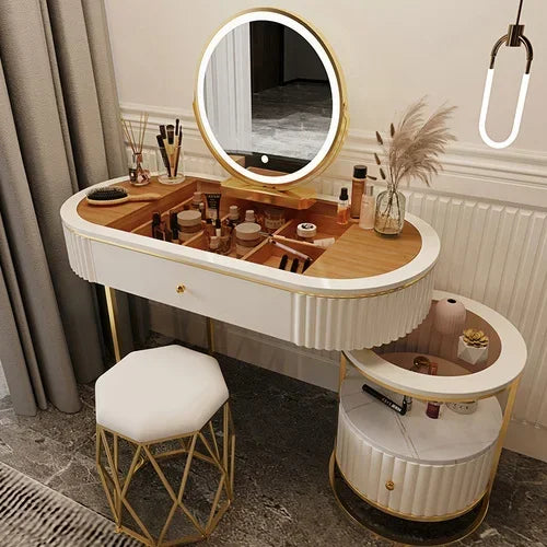 Luxury Nordic Dressing Table Set | Mirror + Storage Drawers (Salon Look) - 100 cm-6