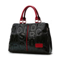Genuine Cowhide Leather Work Handbag | Large-Capacity Shoulder & Crossbody Bag - Black with red
