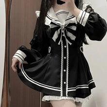 Japanese Gothic Lolita Dress Set | Bow Lace Ruffles Harajuku Y2K Mini Dress - 1613 Set，XL