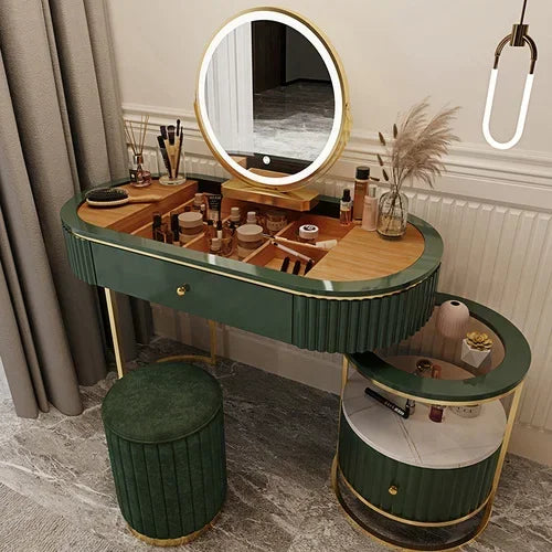 Luxury Nordic Dressing Table Set | Mirror + Storage Drawers (Salon Look) - 100 cm-2
