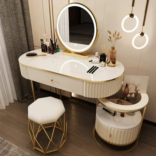 Luxury Nordic Dressing Table Set | Mirror + Storage Drawers (Salon Look) - 100 cm-1