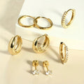 8-Piece Hypoallergenic Cartilage Earrings Set | Thick Hoops & Studs - B2-8pcs-Golden