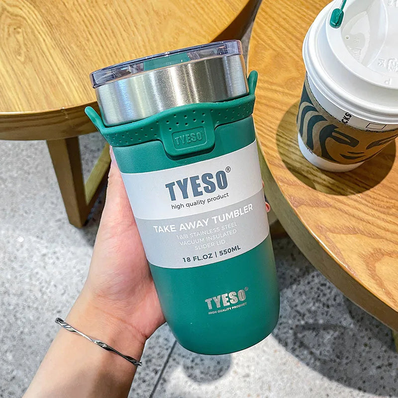 Insulated Tumbler with Straw | 550–710ml Stainless Steel Car & Office Travel Cup - Green，550ML