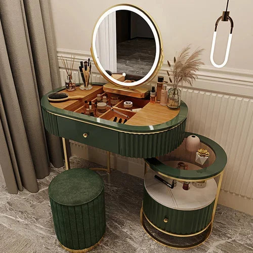 Luxury Nordic Dressing Table Set | Mirror + Storage Drawers (Salon Look) - 80 cm-4