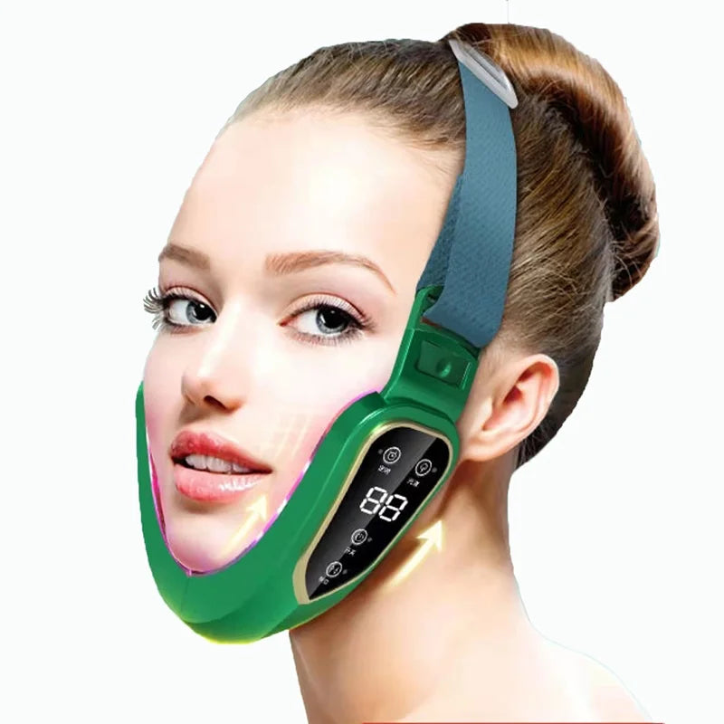 12-Gear V-Line Facial Lifting Massager | Electric Vibration Face Sculpting Tool - Green