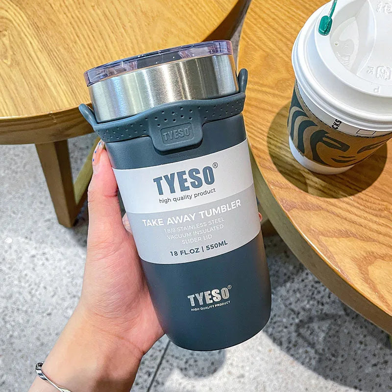 Insulated Tumbler with Straw | 550–710ml Stainless Steel Car & Office Travel Cup - Gray，550ML