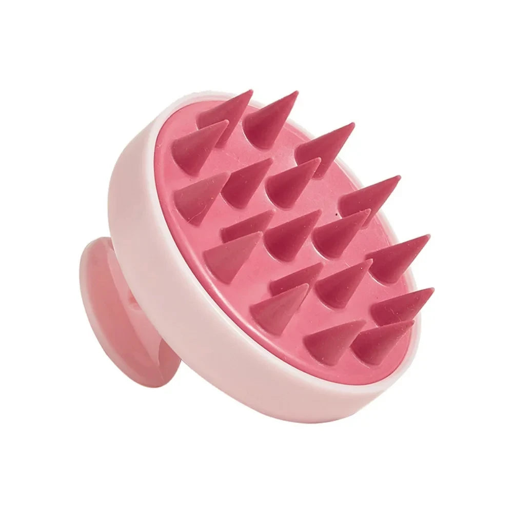Silicone Scalp Massager Shampoo Brush | Easy Hair-Wash & Relaxing Scalp Brush - C-Red