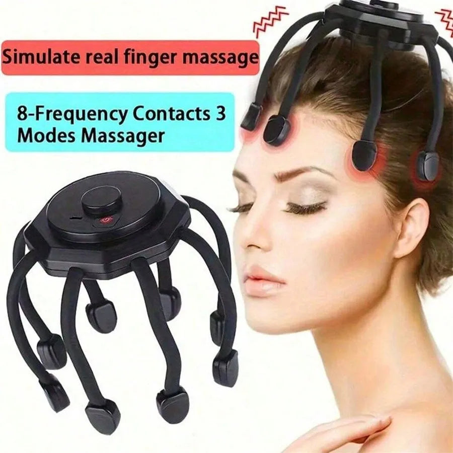 Cordless Electric Scalp Massager | 360° Head Massage Tool for Relaxation - black