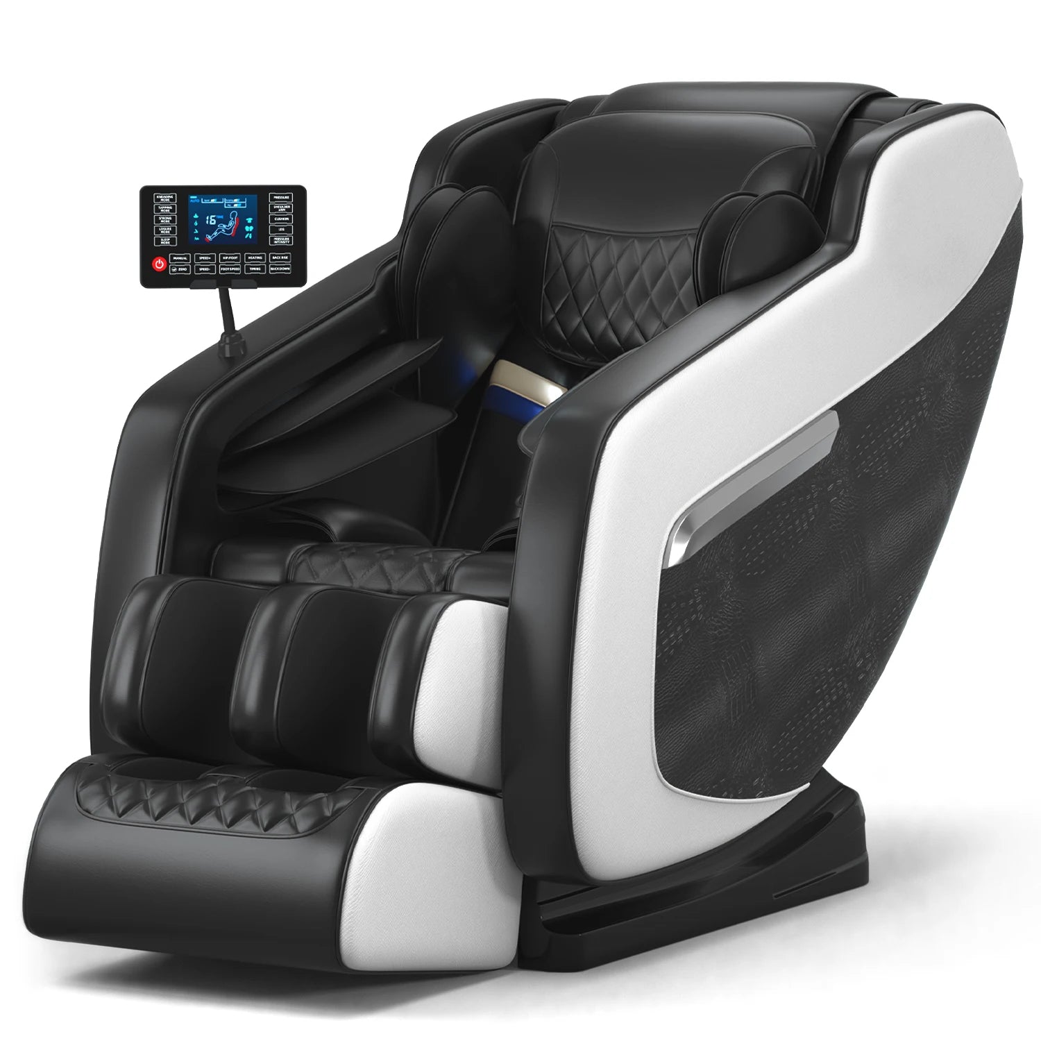 4D Zero-Gravity Massage Chair with Heat | Airbag Recliner + Bluetooth Music - black white
