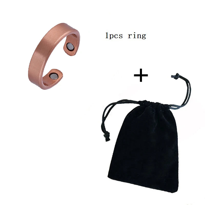 Pure Copper Jewelry Set | Bracelet, Cuff & Rings (Minimal Unisex Set) - CB7117S-01