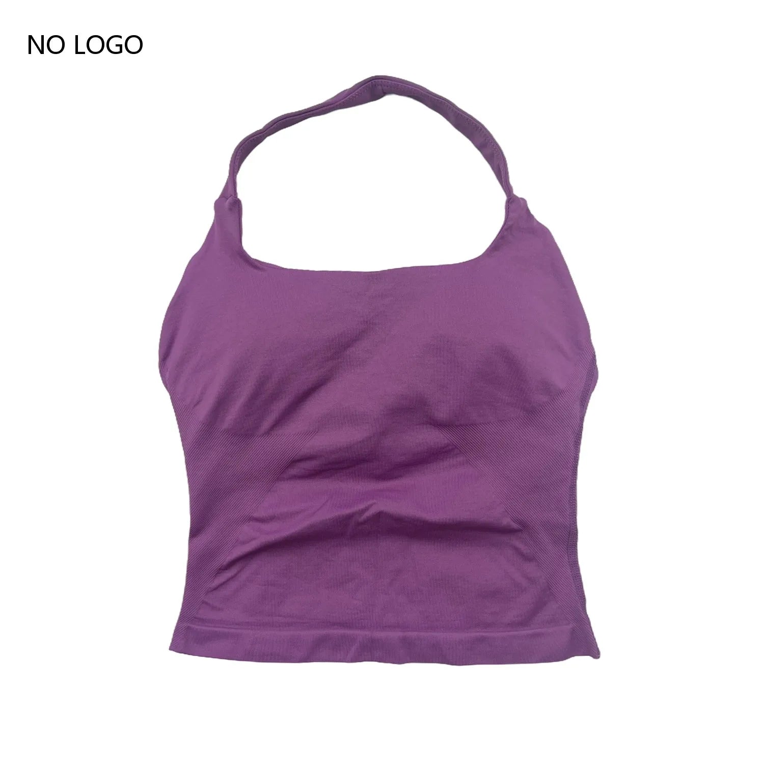 Halter Backless Sports Bra | Impact Workout Bra & Yoga Tank-Style Top - Grape Juice，XS