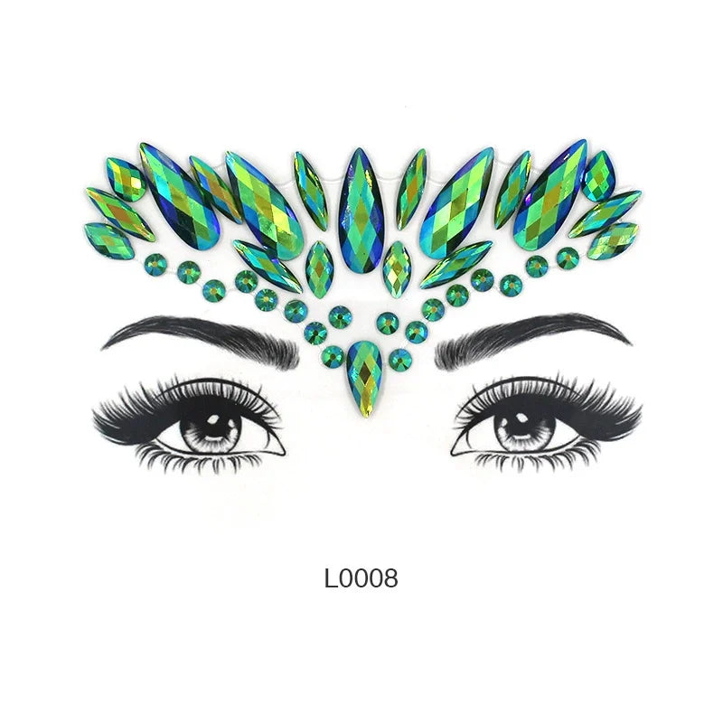 3D Crystal Face Jewel Stickers (Rhinestone Festival Gems)