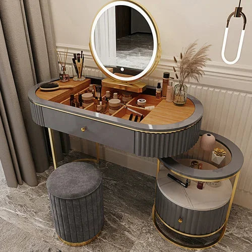 Luxury Nordic Dressing Table Set | Mirror + Storage Drawers (Salon Look) - 100 cm-3