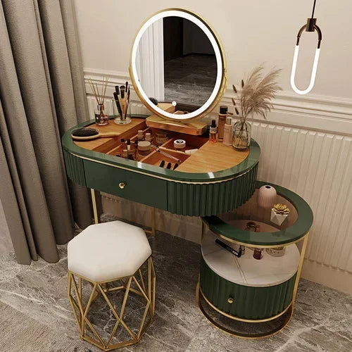 Luxury Nordic Dressing Table Set | Mirror + Storage Drawers (Salon Look) - 80 cm-6