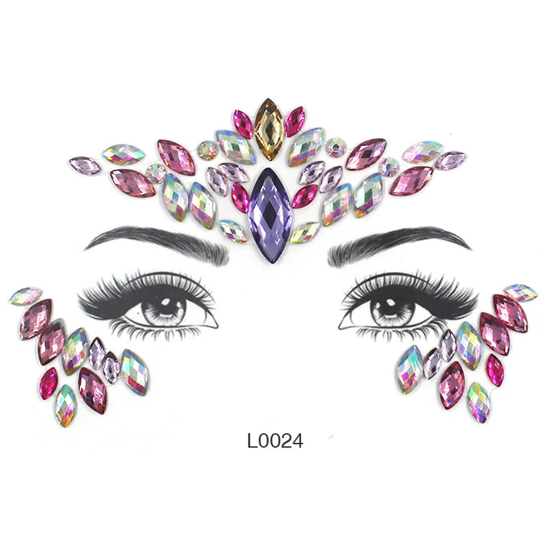3D Crystal Face Jewel Stickers (Rhinestone Festival Gems)