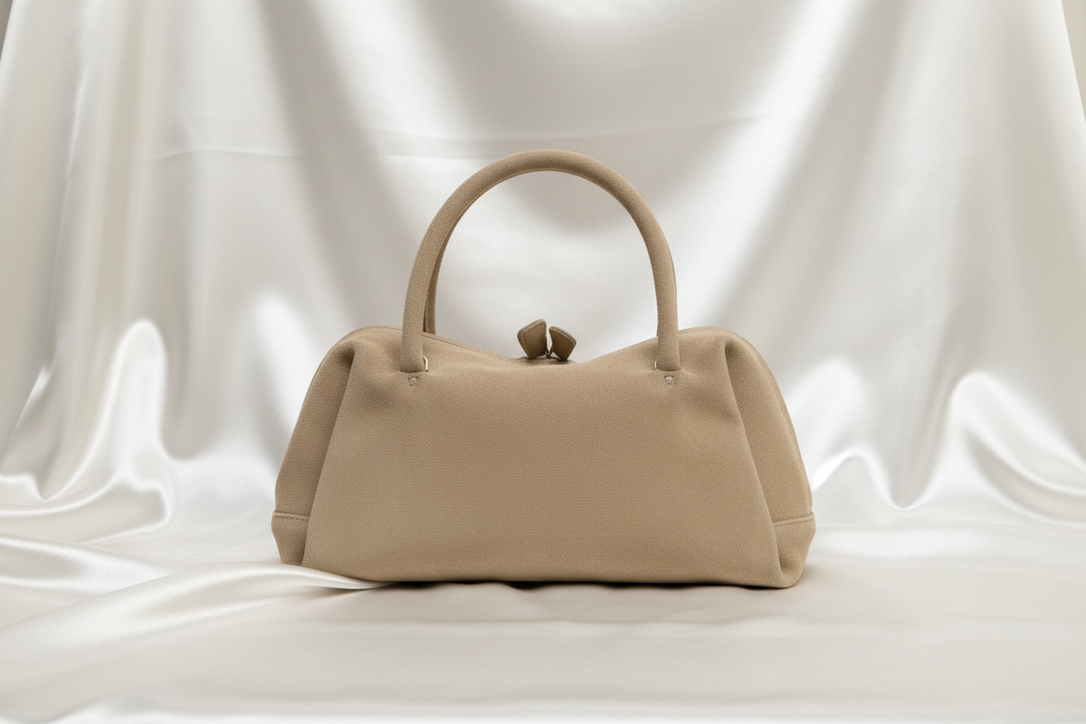 Suede Bowling Bag on Silk Cloth